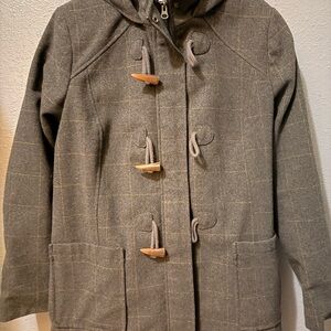 Gray Toggle Coat with Hood
